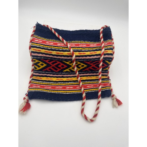 Handmade Handbags - Vintage 70's Handmade in Greece Crossbody Bag Bold Geometric Boho Tassel
